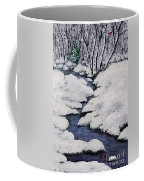 Cardinal Coffee Mug featuring the pastel Cardinal Creek by Ginny Neece