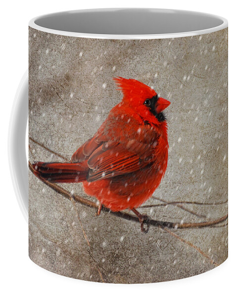 White Christmas Coffee Mug featuring the photograph Cardinal in Snow by Lois Bryan