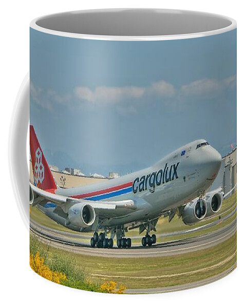 Boeing Coffee Mug featuring the photograph Cargolux 747-8F by Jeff Cook