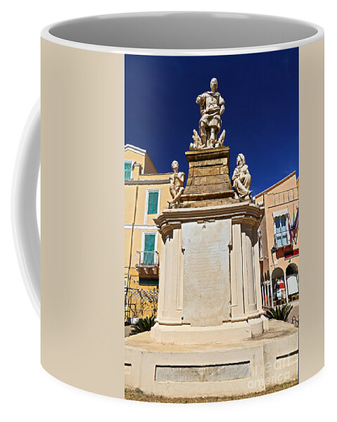 Ancient Coffee Mug featuring the photograph Carlo Emanuele statue in Carloforte by Antonio Scarpi
