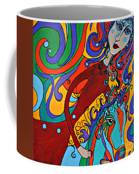 Pop Art Coffee Mug featuring the painting Carousel Dance by Alison Caltrider
