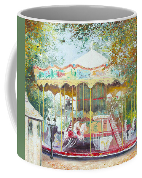 Carousel Coffee Mug featuring the painting Carousel in Montmartre Paris by Jan Matson