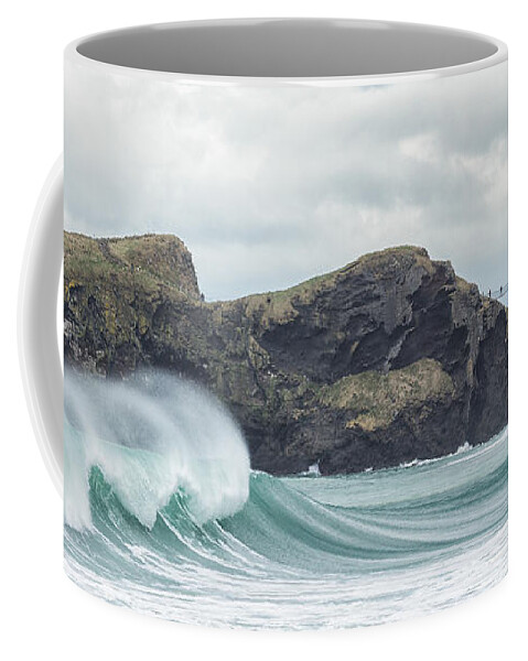 Carrick-a-rede Coffee Mug featuring the photograph Carrick-a-Rede Rope Bridge by Nigel R Bell