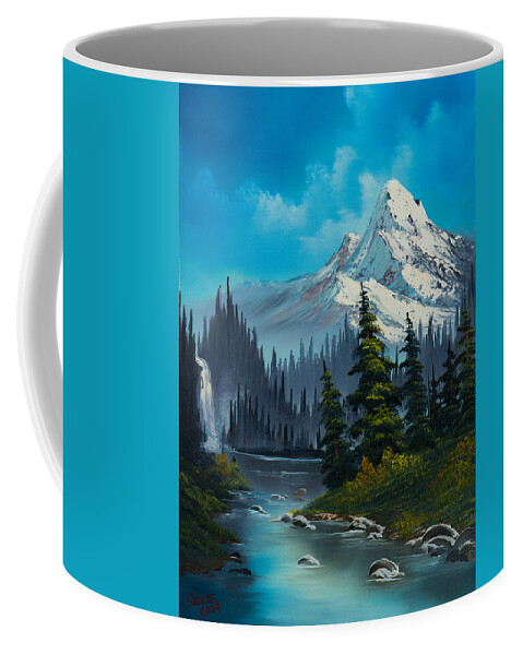 Landscape Coffee Mug featuring the painting Cascading Falls by Chris Steele