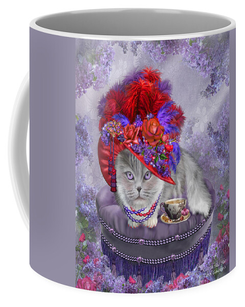 Cat Coffee Mug featuring the mixed media Cat In The Red Hat by Carol Cavalaris