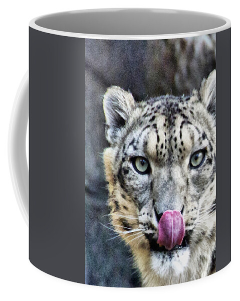 Eyes Coffee Mug featuring the mixed media Cat Lick Portrait by Angelina Tamez