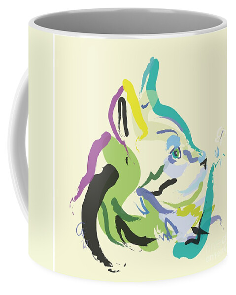 Pet Coffee Mug featuring the painting Cat Lisa by Go Van Kampen