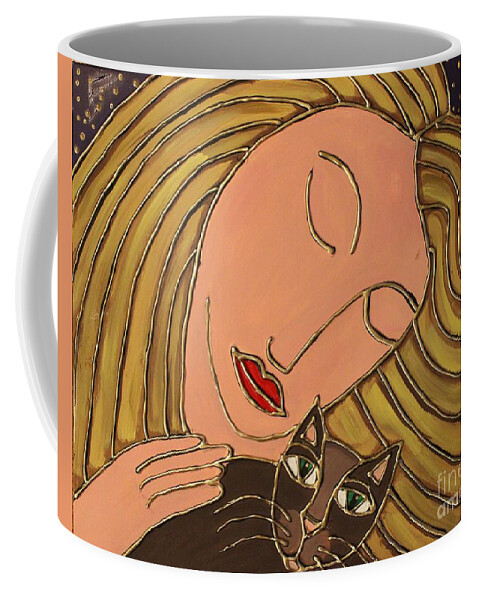Cat Coffee Mug featuring the painting Cat Love by Cynthia Snyder