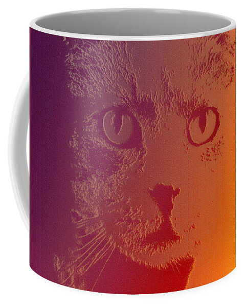 Cat Coffee Mug featuring the photograph Cat with intense stare abstract by Denise Beverly