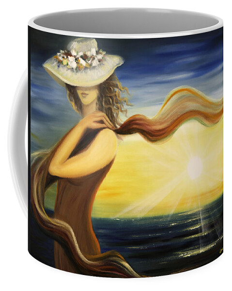 Sunset Coffee Mug featuring the painting Catch by Gina De Gorna