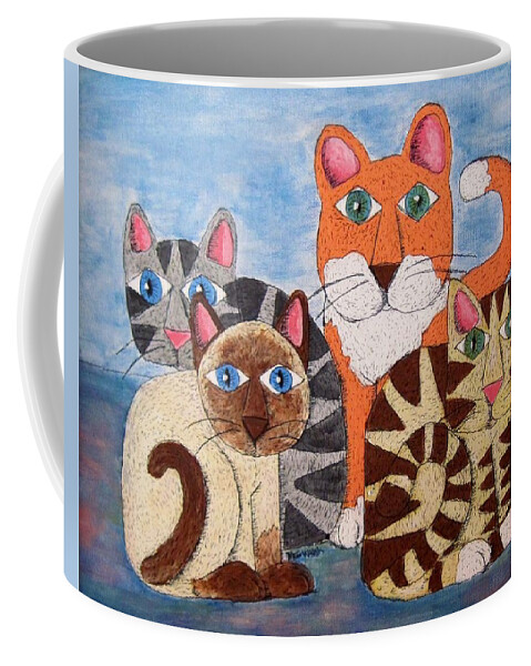 Cats Coffee Mug featuring the painting Cats by Megan Walsh