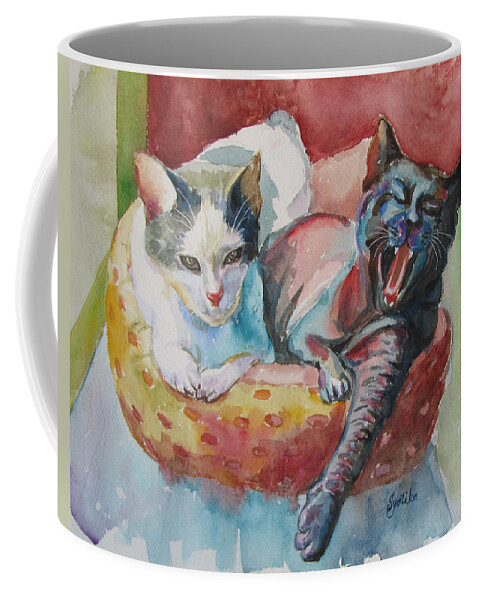 Cats Coffee Mug featuring the painting Jack and Neela by Jyotika Shroff