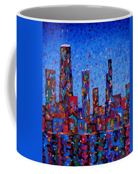 Chicago Coffee Mug featuring the painting Celebration City - vertical by J Loren Reedy