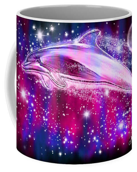 Dolphins Coffee Mug featuring the painting Celestial Dolphin by Nick Gustafson