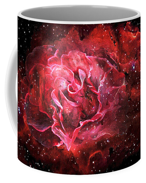 Rose Coffee Mug featuring the mixed media Celestial Rose by Carol Cavalaris