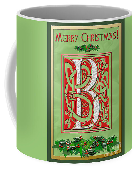 Monogram Coffee Mug featuring the digital art Celtic Christmas B Initial by Melissa A Benson