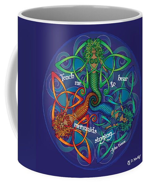 Celtic Art Coffee Mug featuring the digital art Celtic Mermaid Mandala by Celtic Artist Angela Dawn MacKay