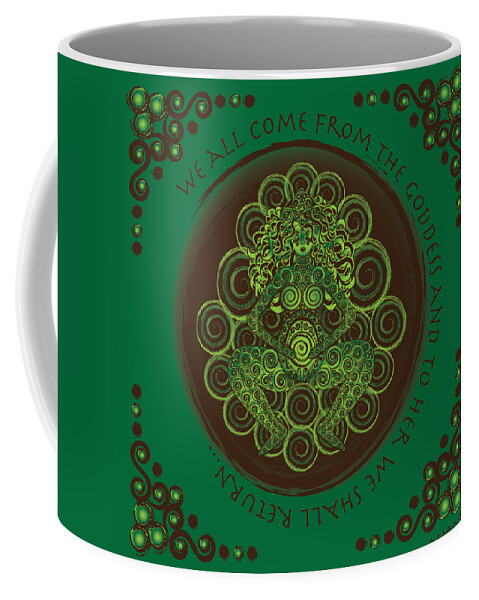 Celtic Coffee Mug featuring the digital art Celtic Pagan Fertility Goddess by Celtic Artist Angela Dawn MacKay