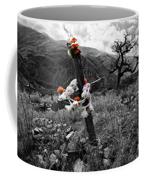 Cross Coffee Mug featuring the photograph Cementario Volcon Argentina by Bob Christopher