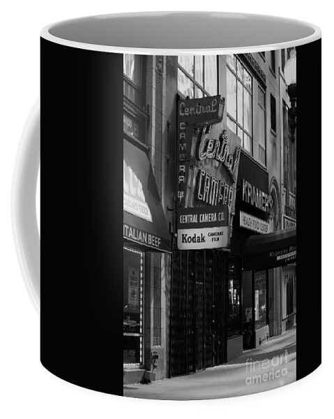 Chicago Coffee Mug featuring the photograph Central Camera Chicago - Black and White by Frank J Casella