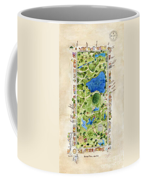 Central Park Coffee Mug featuring the painting Central Park and all that Surrounds It by AFineLyne
