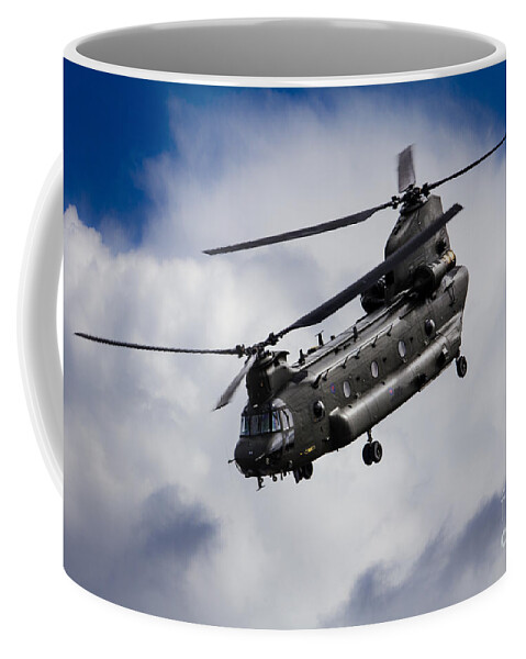 Raf Chinook Coffee Mug featuring the digital art CH47 Chinook by Airpower Art