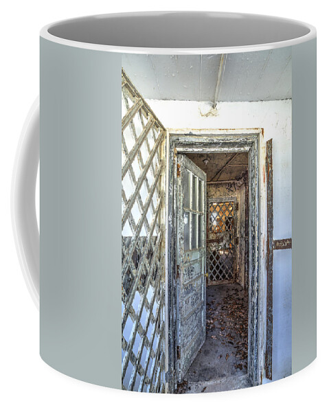 Door Coffee Mug featuring the photograph Chain Gang-1 by Charles Hite