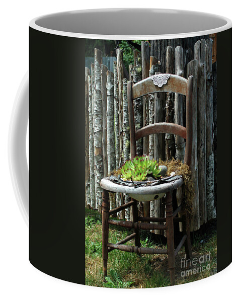 Planter Coffee Mug featuring the photograph Chair planter by Ron Roberts