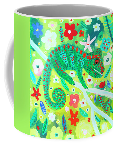 Animal Coffee Mug featuring the photograph Chameleon Camouflaged In Foliage by Ikon Ikon Images