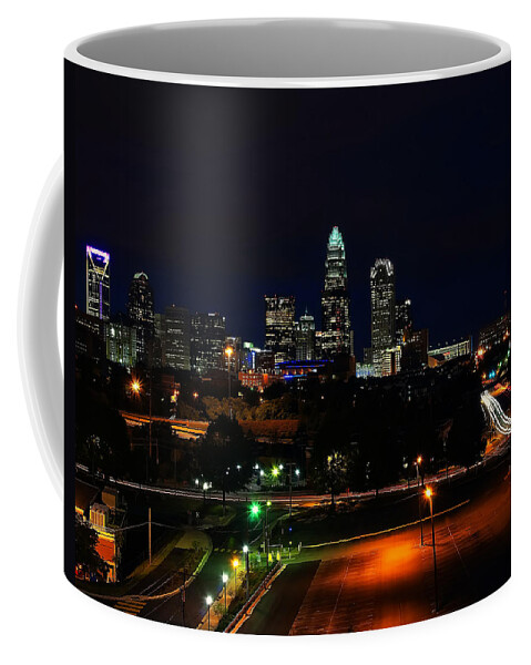 Charlotte Coffee Mug featuring the photograph Charlotte NC at night by Flees Photos