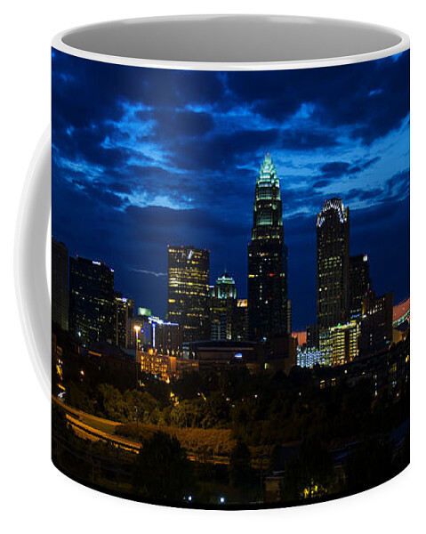 Charlotte Coffee Mug featuring the photograph Charlotte North Carolina panoramic image by Flees Photos
