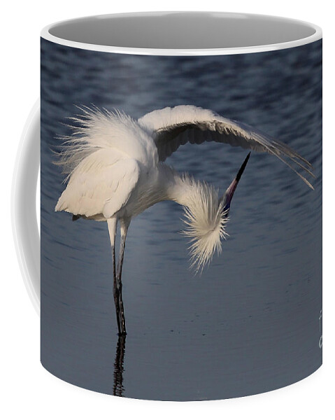 Reddish Egret Coffee Mug featuring the photograph Checking for Leaks - Reddish Egret - White Form by Meg Rousher