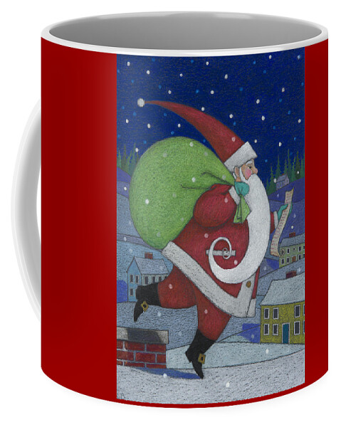 Santa Claus Coffee Mug featuring the painting Checking it Twice by Lynn Bywaters