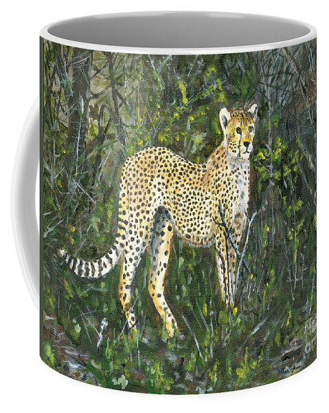 Africa Coffee Mug featuring the painting Cheetah Painting by Timothy Hacker