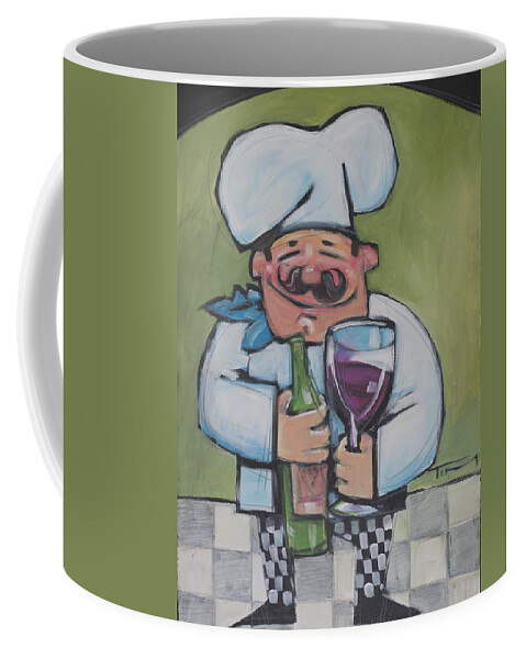 Chef Coffee Mug featuring the painting Chef With Wine by Tim Nyberg