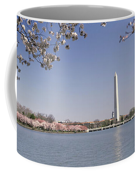 Photography Coffee Mug featuring the photograph Cherry Blossom With Monument by Panoramic Images