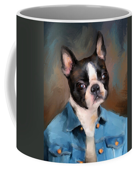 Art Coffee Mug featuring the painting Chic Boston Terrier by Jai Johnson