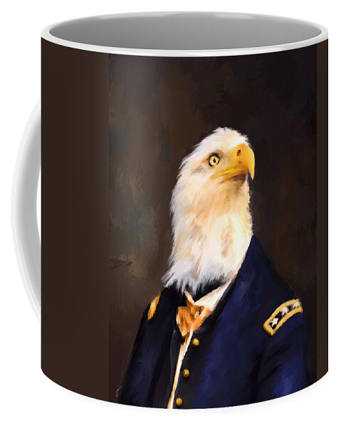 Art Coffee Mug featuring the painting Chic Eagle General by Jai Johnson