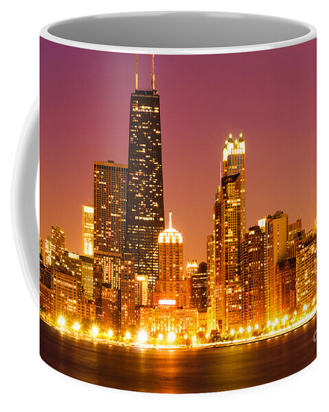 2012 Coffee Mug featuring the photograph Chicago Night Skyline with John Hancock Building by Paul Velgos