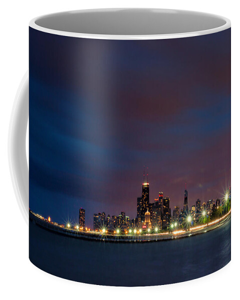 Chicago Coffee Mug featuring the photograph Chicago Skyline at Night by Lauri Novak