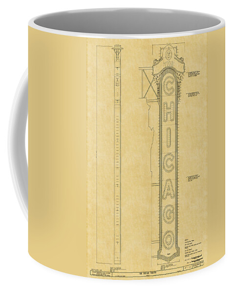 Chicago Theatre Coffee Mug featuring the photograph Chicago Theatre Blueprint by Andrew Fare