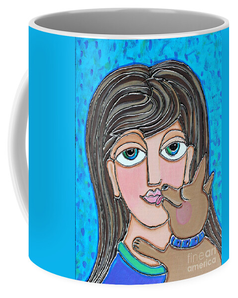 Chihuahua Coffee Mug featuring the painting Chihuahua Kisses by Cynthia Snyder