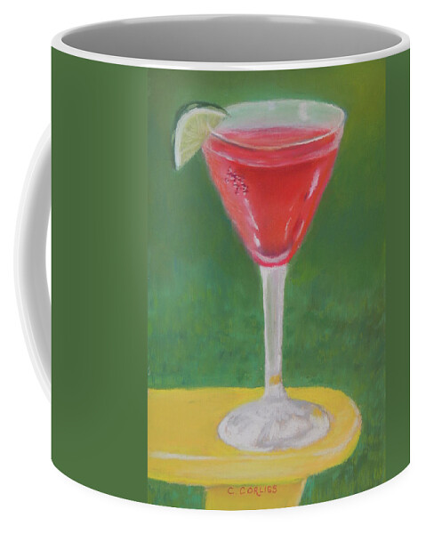Martini Coffee Mug featuring the pastel Cosmo Friday by Carol Corliss