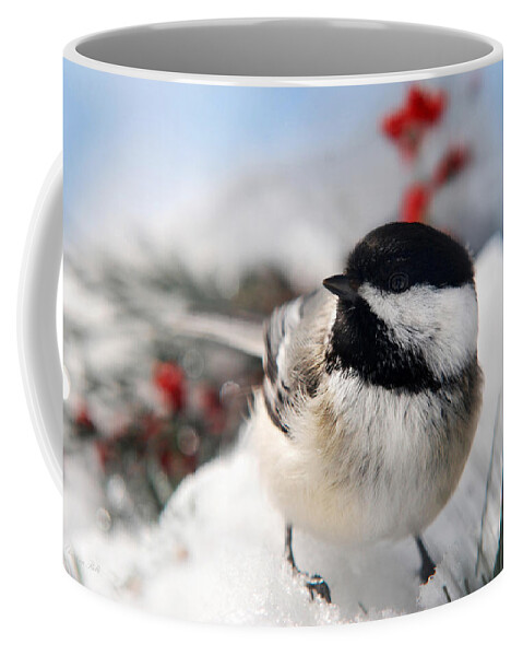 Chickadee Coffee Mug featuring the photograph Chilly Chickadee by Christina Rollo