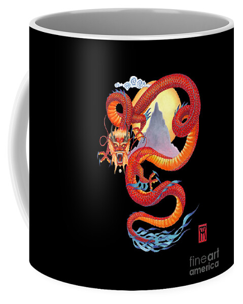 Dragon Coffee Mug featuring the painting Chinese Dragon on Black by Melissa A Benson