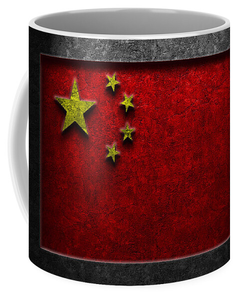 Abstract Coffee Mug featuring the digital art Chinese Flag Stone Texture by Brian Carson