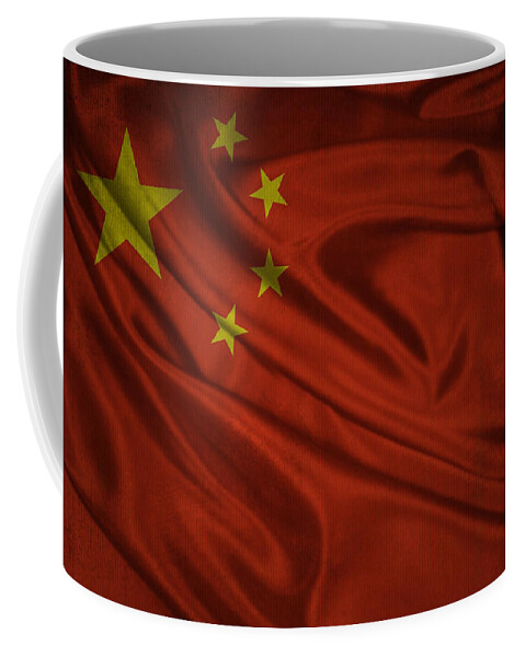 Texture Coffee Mug featuring the digital art Chinese flag waving on canvas by Eti Reid