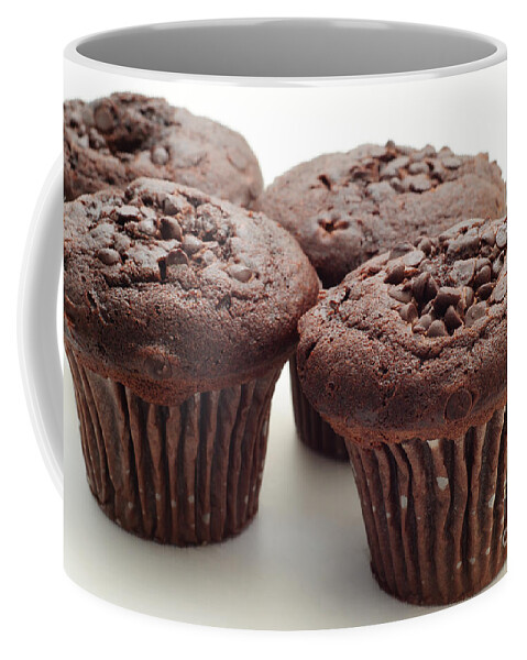 Muffin Coffee Mug featuring the photograph Chocolate Chocolate Chip Muffins - Bakery - Breakfast by Andee Design