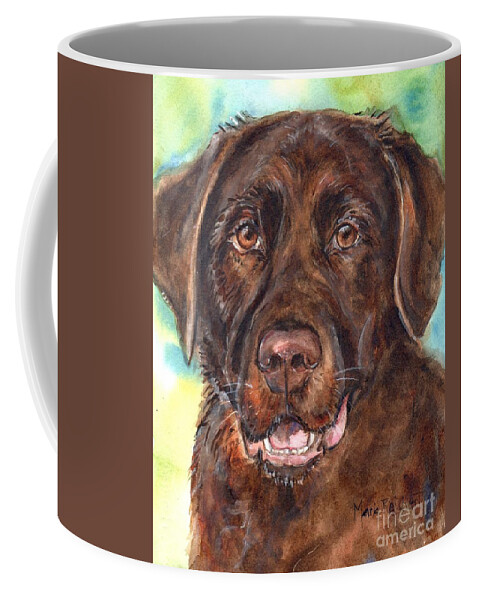 Chocolate Lab Coffee Mug featuring the painting Chocolate Lab by Maria Reichert