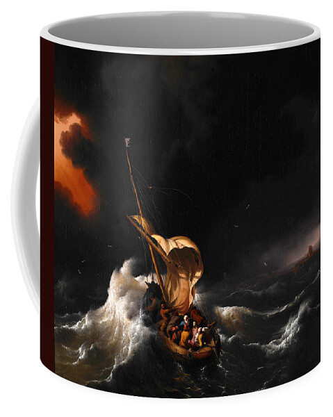 Ludolf Bakhuizen Coffee Mug featuring the painting Christ in the Storm on the Sea of Galilee by Ludolf Bakhuizen